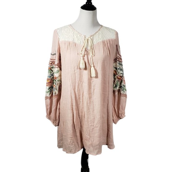 UMGEE USA Women's Small Light Pink Bohemian Short Dress - Gently Used - Picture 1 of 8